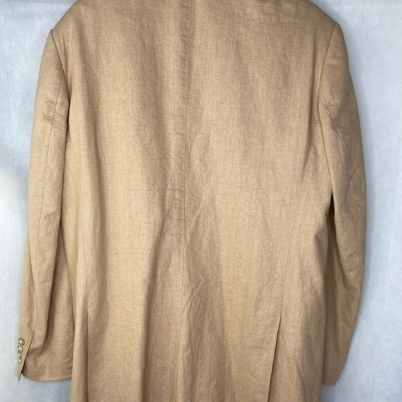 Perry Ellis mens blazer Tan Linen Cotton size 46 Regular 2-button - Picture 6 of 16